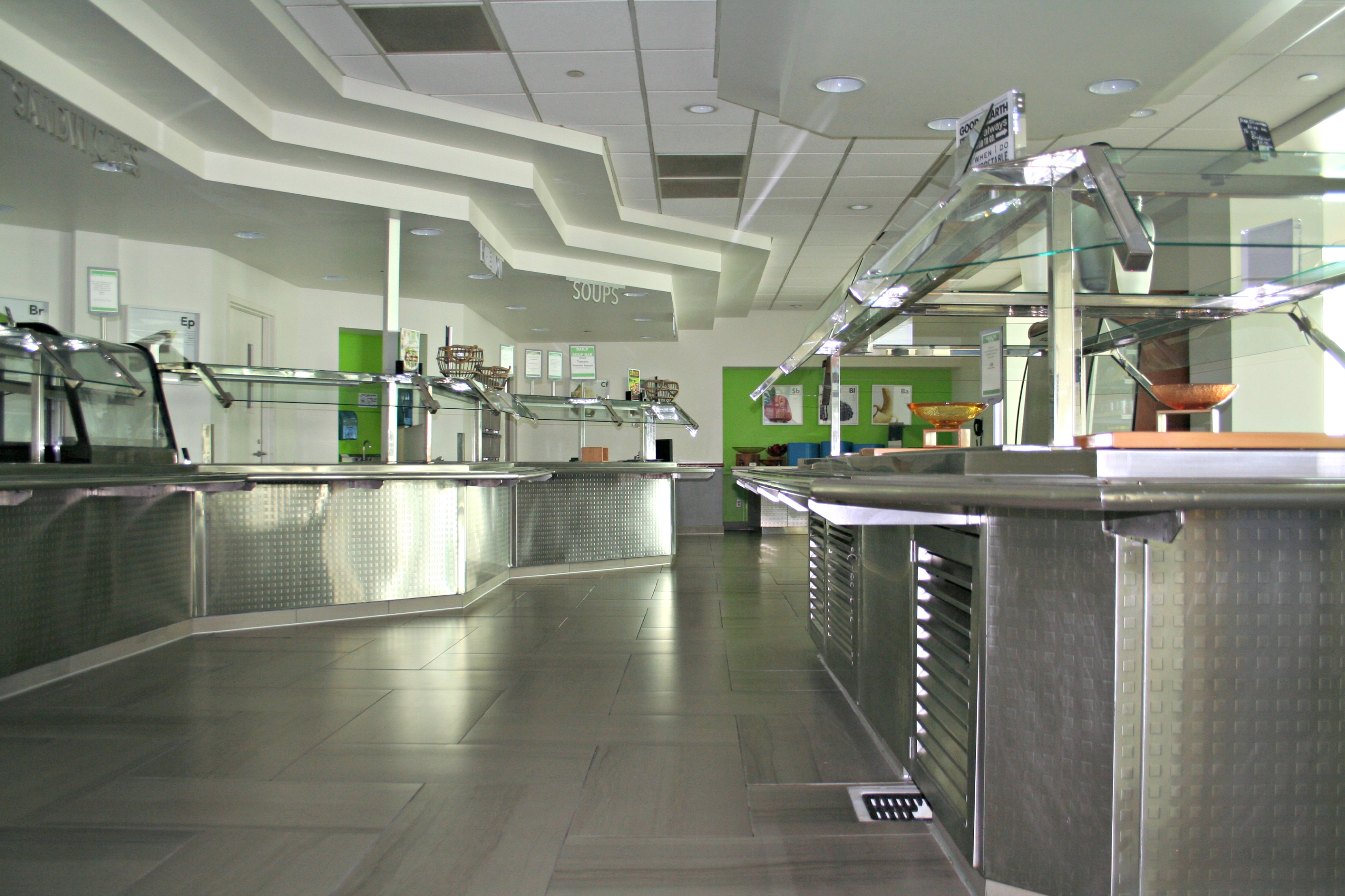 stainless steel food services facility employee cafeteria